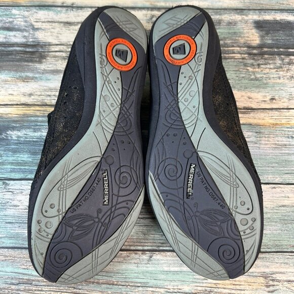 Merrell Arabesque Zip Up Shoes Flats Womens Size 6M Black Gold Leather Sneakers - Picture 7 of 11